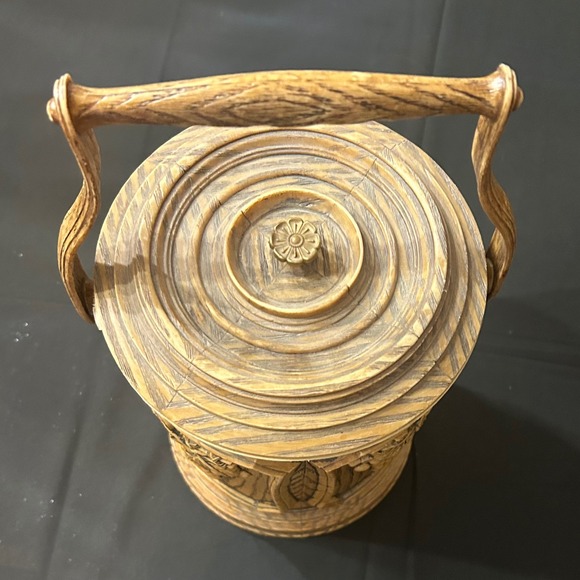 Other - Vintage Faux Wood Grape Ice Bucket Insulated Barware Wine Barrel Style 9.5in